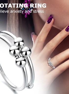 2021 Fidget Bead Rings for women men Rotate Freely AntiStres