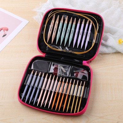 13 Pair Aluminum Circular Knitting Needles Set Interchangeab