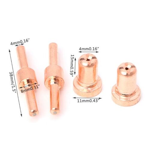 60PCS/Set Red Copper Welding Nozzle Extended Long Plasma Cut