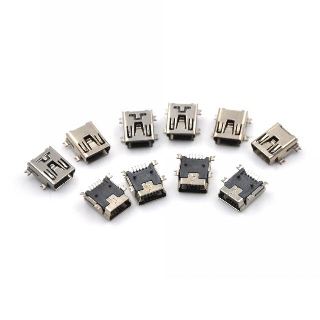 10pcs/lot 5pin Mini USB Connector  Seat Jack Usb Four Legs 5