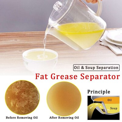 1500ml Kitchen Gravy Oil Soup Fat Separator Grease Oiler Fil