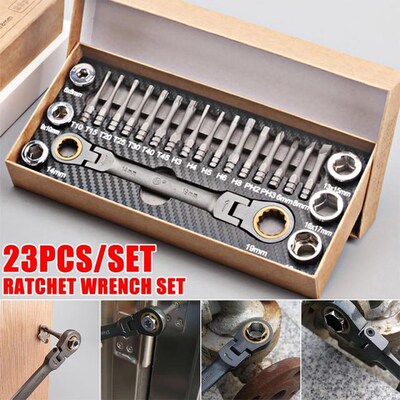 Multifunction Ratcheting Socket Wrench Set Metric with Adapt