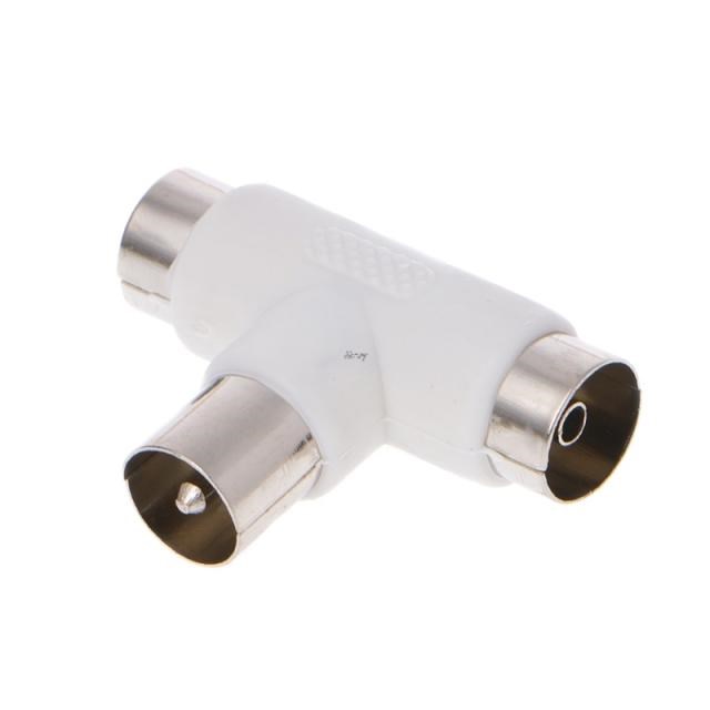 2 Way TV T Splitter Aerial Coaxial Cable Male to 2x Female C