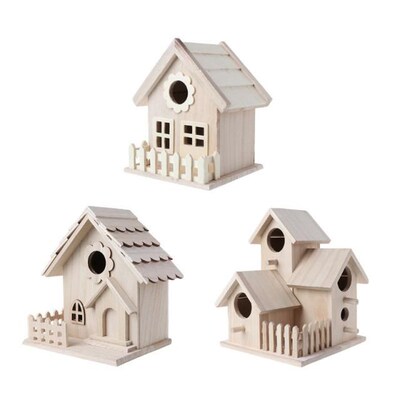 Wooden Bird House Breeding Cage Fence Box Nest Garden Backya