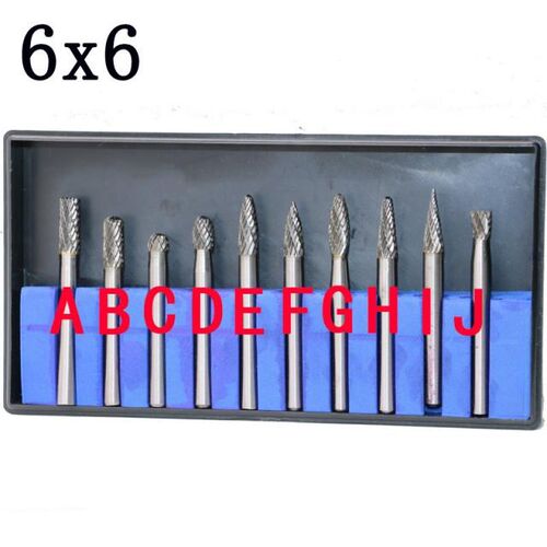 10PC 6mm Shank x 6mm Drill Tungsten Carbide Milling Cutter R