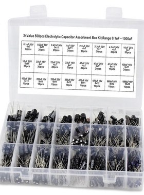 500Pcs/Box Electrolytic Chemical Capacitor kits 24Values 10V