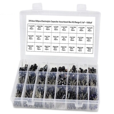 500Pcs/Box Electrolytic Chemical Capacitor kits 24Values 10V
