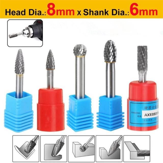 New 6mm Shank Tungsten Carbide Rotary Point Burr Double Cut