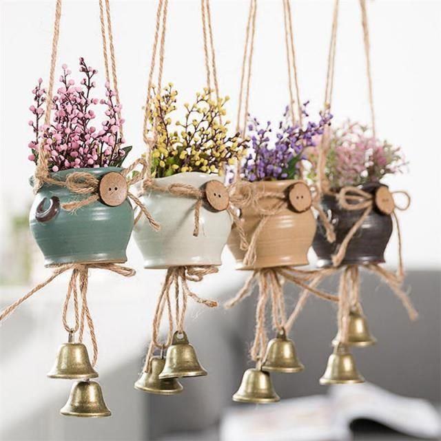 Nordic Wind Chime Ornaments Ceramics Planters Handmade Flowe - 实物图