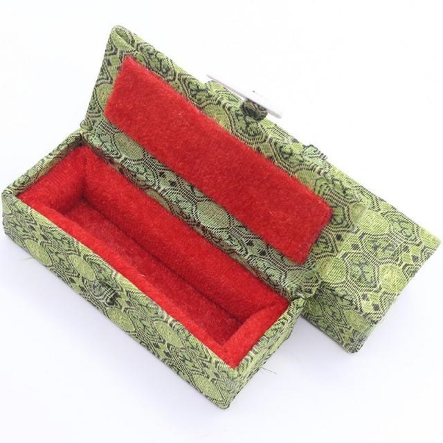 1PC 10*4*3CM Holiday Gift Seal Box Green Brocade Gift Stone