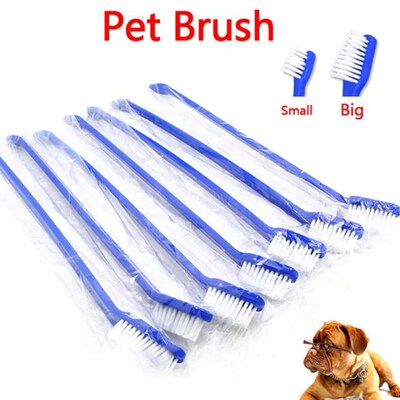 1Pc Dog dual-end toothbrush pet oral dental  brush helps red