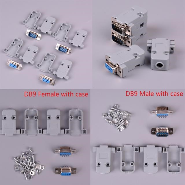 2sets 9 Pin Copper RS232 COM Adapter With Plastic Case RS232