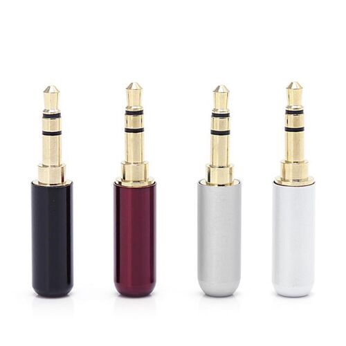4 Pcs 3 Pole 3.5mm White+Red+Black+Silver Audio Gold-Plated