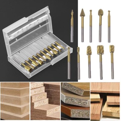 10pcs Rotary File Engraving Cutter Wood Tool Electric Grindi