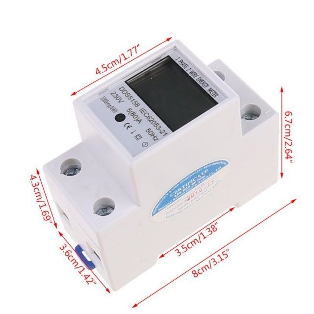 New Digital Energy Meter Din Rail Mount 5-80A LCD Backlight