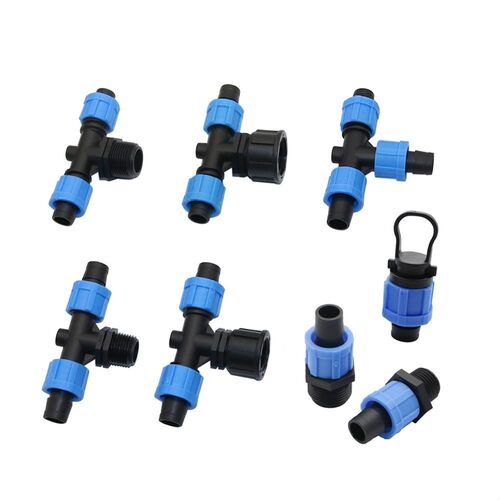 40 Pcs 16mm Drip Tape Locked Straight Three Way End Plug Con