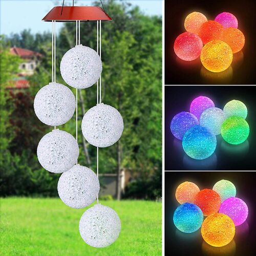 Energy Efficient Solar Color Changing LED Wind Chimes Balcon