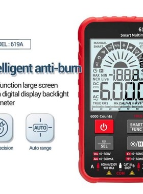 1pcs 619a Black /Red Digital Multimeter Ac/Dc Currents Volta