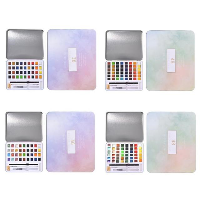 36/48 Colors Solid Watercolor Paint Hand-painted Pigment Bru