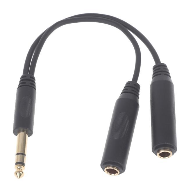 1PC 6.35 mm Male to 2 6.35 mm Female Adapter Cable 1/4 6.35m
