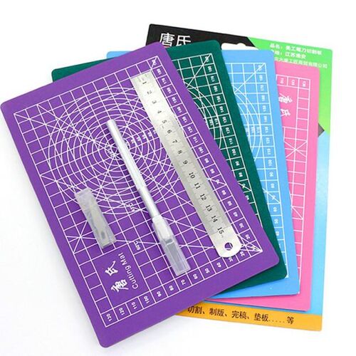 A5 PVC Manual Cutting Mat Set Cut Pad Patchwork Metal Ruler