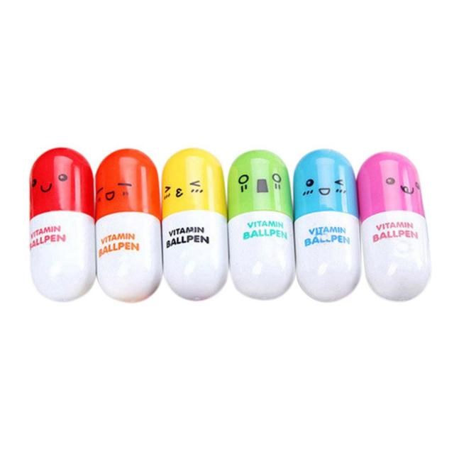 Cute Cartoon Ballpoint Novelty Pill Shape Smile Face Ballpoi