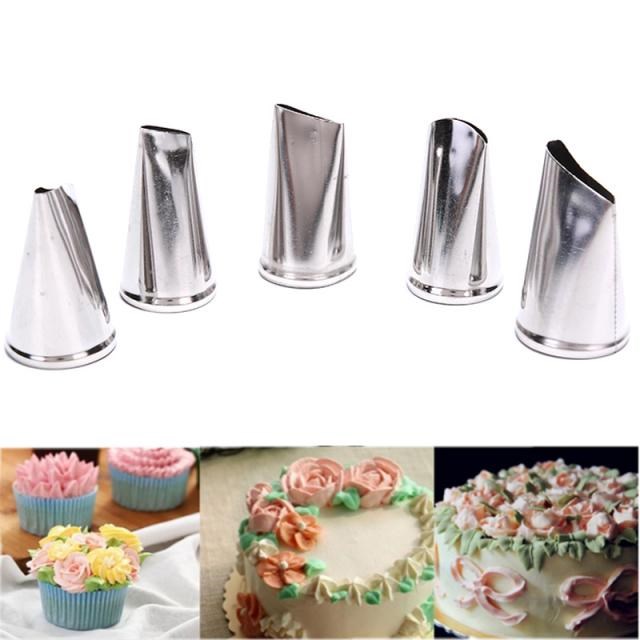5Pcs/Set Rose Petal Metal Cream Cake Tools Icing Piping Nozz