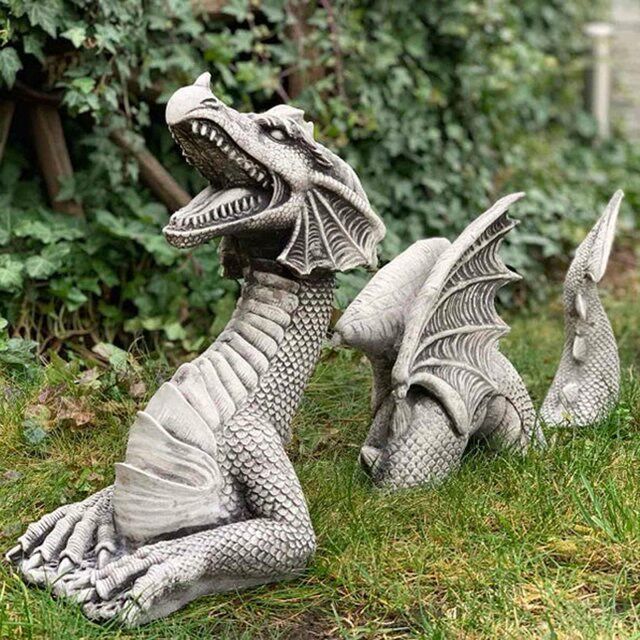 Giant Lawn Sculpture Gothic Dragon Statue Garden Decoration图片
