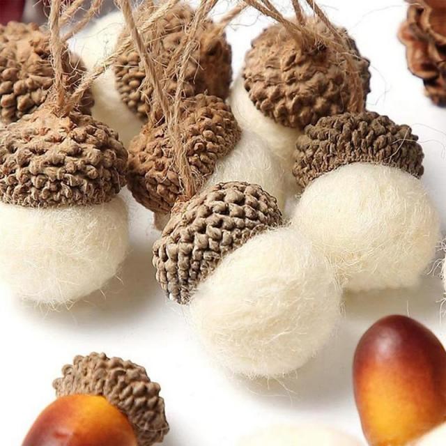 30pcs Xmas Tree Ornament Wool Felt Acorn Pine Cones DIY hang