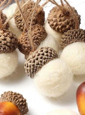 30pcs Xmas Tree Ornament Wool Felt Acorn Pine Cones DIY hang