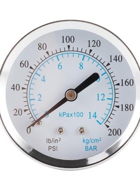 Dual Scale Metal Manometer 0-200psi / 0-14bar Pressure Gaug
