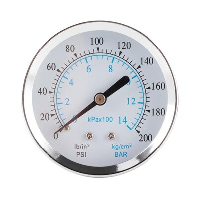 Dual Scale Metal Manometer 0-200psi / 0-14bar Pressure Gaug