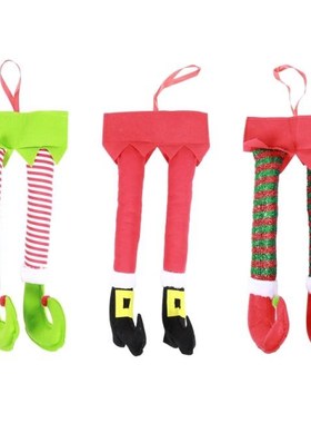 Novelty Christmas Santa Elf Legs Funny Plush Stuffed Feet wi