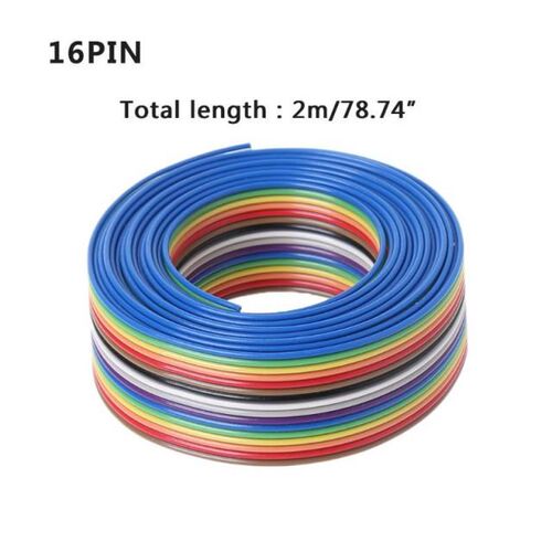 2m 16 Pin Flat IDC Ribbon Extension Cable Rainbow Wire With