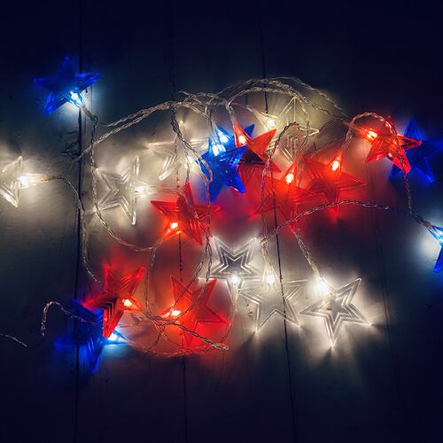 LED String Lights USA National Flag Blue Red White Color Sta