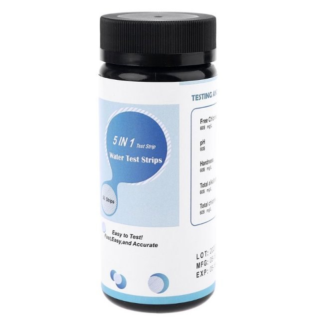 50 Strips 5 in 1 Water Test Strips pH Chlorine Hardness Alka
