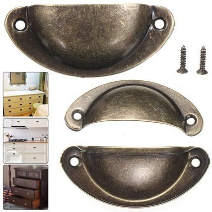 24Pcs/set Antique Iron Shell Cup Pull Handle Vintage Shell D