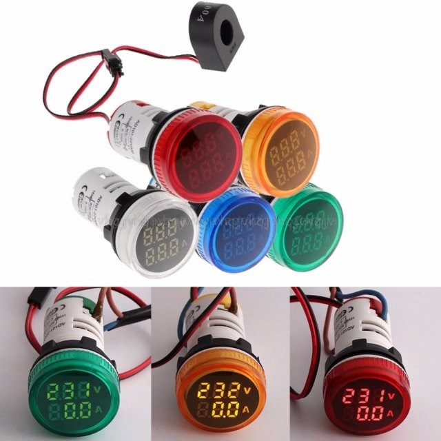 2in1 22mm AC50-500V 0-100A Amp & Voltmeter Ammeter Voltage C