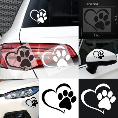 ?Cute Dog Paw with Peach Heart Car Sticker Cartoon Animal Ta