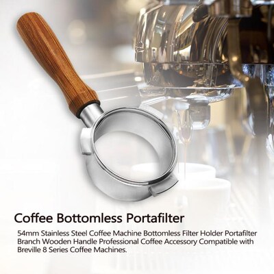 54mm Stainless Steel Coffee Machine Bottomless Filter Holder
