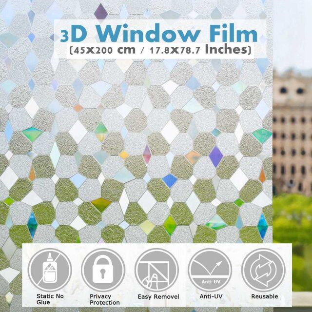 3D Rainbow Effect Window Films Privacy Decorative Film Anti-