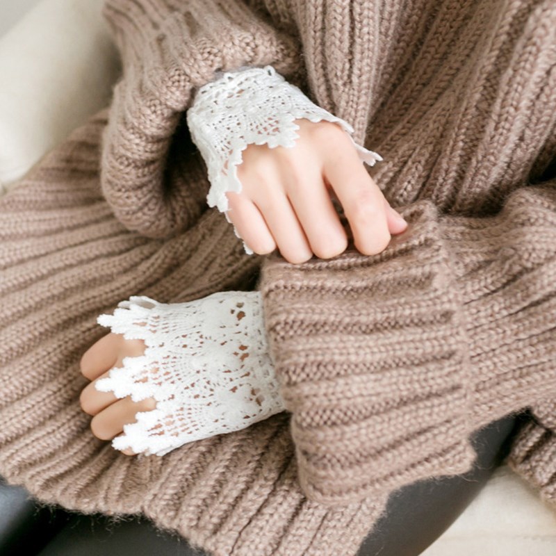 New Female Sweater Fake Sleeve Cuff Decoration Hollow Lace R