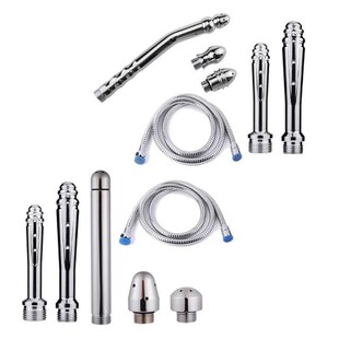 Straight Elbow 3-head Enema Cleaning Flusher Long Tube Alumi