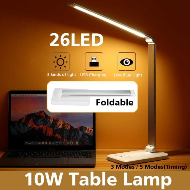 10W  LED Table Desk Lamp 26pc LEDS USB Port Reading Lamp Bri