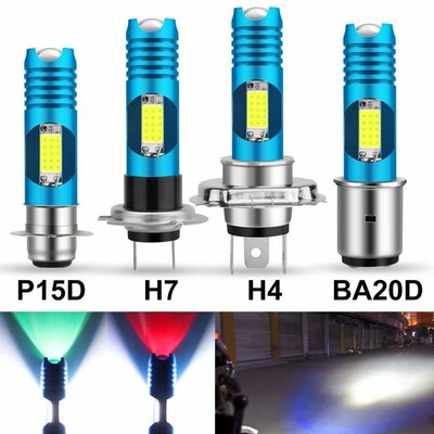 H4 H6 BA20D P15D LED Motorcycle Headlight Bulbs RGB Moto Lam
