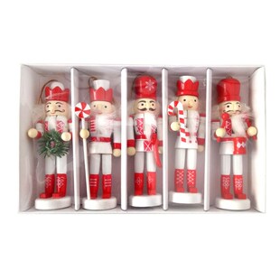 5pcs 12cm Wooden Nutcracker Puppet Walnuts Soldier Doll Pend