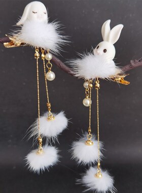 2021 Cute Fur Ball Rabbit Hair Clips Super Fairy Tassel Anti
