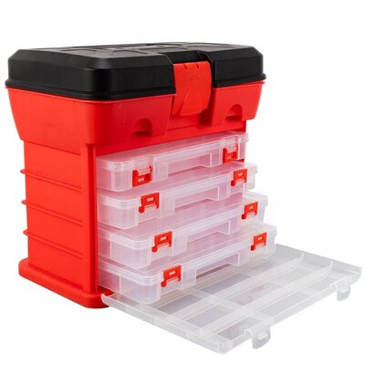 4 Layers Plastic Box Large Fishing Box Screw Parts Storage T