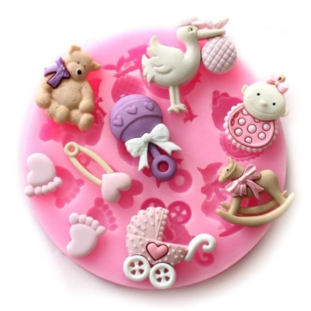 Cartoon Cute Bear Silicone Mold Baby Shower Party Animal 3D