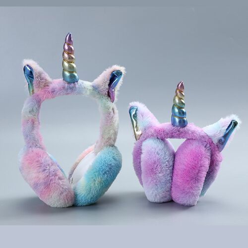 Warm Unicorn Headphones for Girls Winter Fur Ear Muffs for W